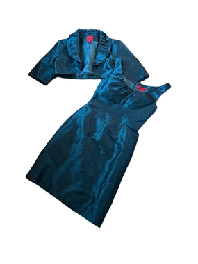 JS Collections Teal Two Piece Jacket Dress Set SIZE 2